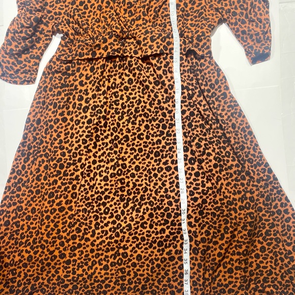 Kiyonna Brown & Black Cheetah Print Midi Dress With Ruching On The Sleeve 14-16 - Picture 13 of 13